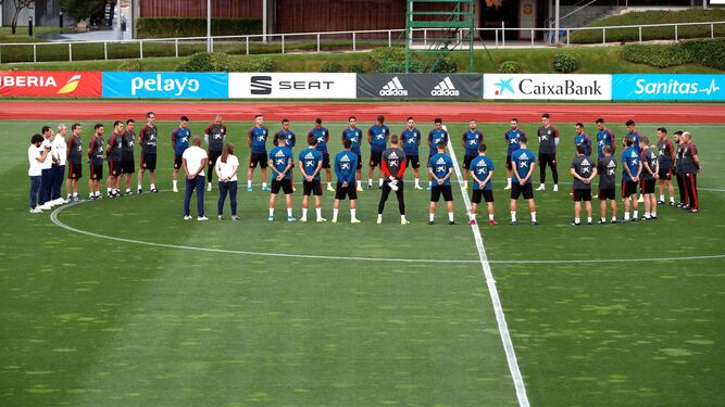 La selección española, en un entrenamiento en la Ciudad del Fútbol de Las Rozas.