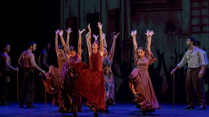Un momento del espectáculo 'XXV Aniversario' del Ballet  Flamenco  de Andalucía.