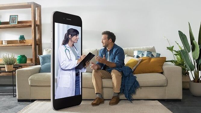 Fotomontaje cedido por Movistar para ilustrar la atención médica 'on line' personalizada