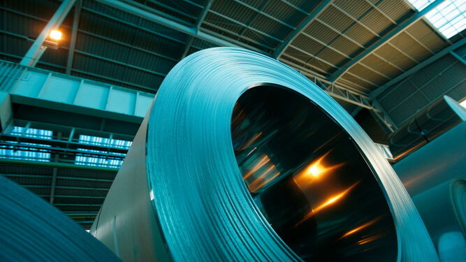 Una bobina de acero, en las instalaciones de Acerinox.