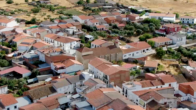 Vista aérea de El Guijo, de 353 habitantes.