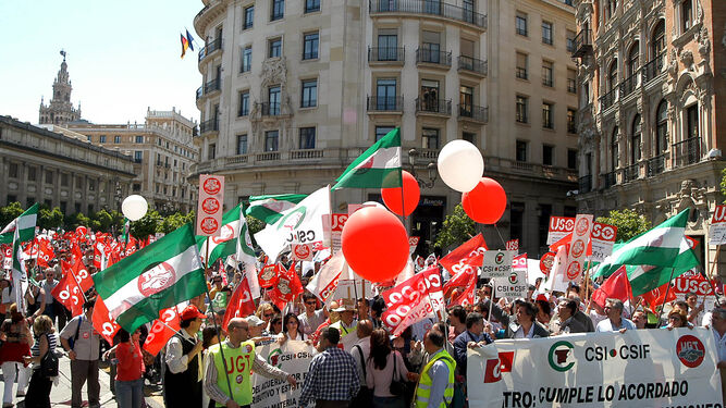 Manifestación de funcionarios de Justicia en Sevilla