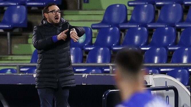 José Bordalás hace una apreciación sobre el crono durante el último partido ante el Valladolid.