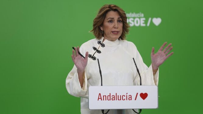 Susana Díaz, en la sede del PSOE andaluz.
