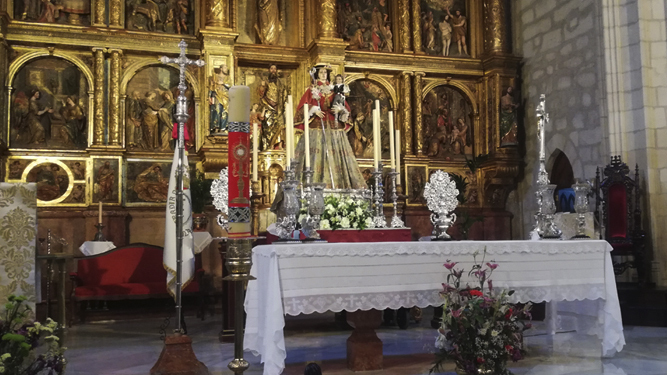 Virgen de Araceli, a su llegada a Lucena en 2020.