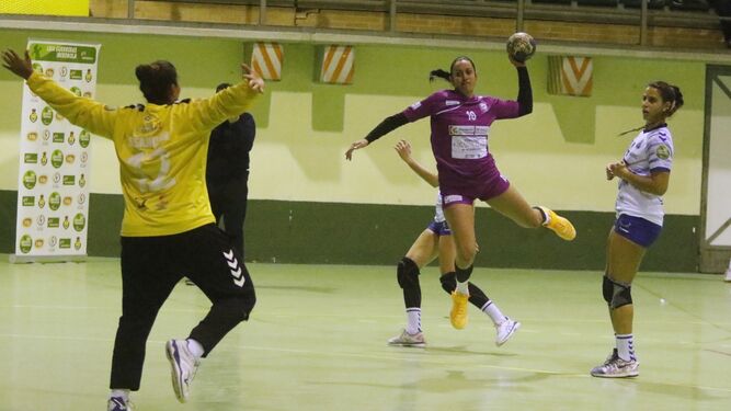 Gleinys Reyes intenta un lanzamiento en el partido ante el Salud Tenerife.