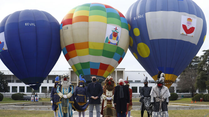Los Reyes Magos, en su llegada en globo a Córdoba, el pasado mes de enero.