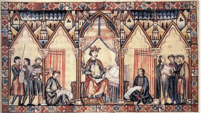 Alfonso X representado en una de las miniaturas del Códice de los músicos