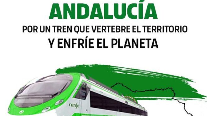 Cartel de la convocatoria de la plataforma Andalucía por el tren.
