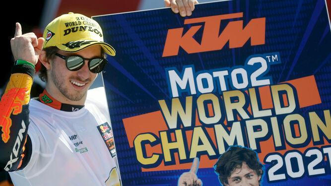 Remi Gardner, celebrando el título de campeón del Mundo de Moto2