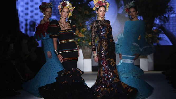 Diseños de la colección de Daniel Robles vistos en la segunda jornada de desfiles de We Love Flamenco.