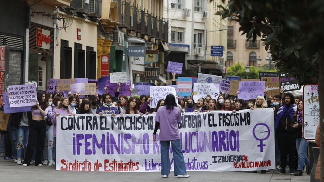 Un momento de la manifestación de los estudiantes por Cruz Conde.