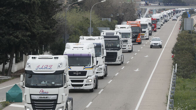 Camioneros en una de las protestas convocadas en marzo.