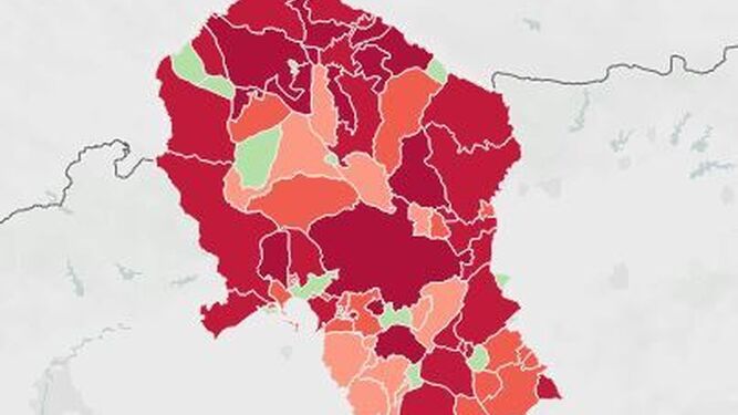 Mapa de riesgo en los municipios.