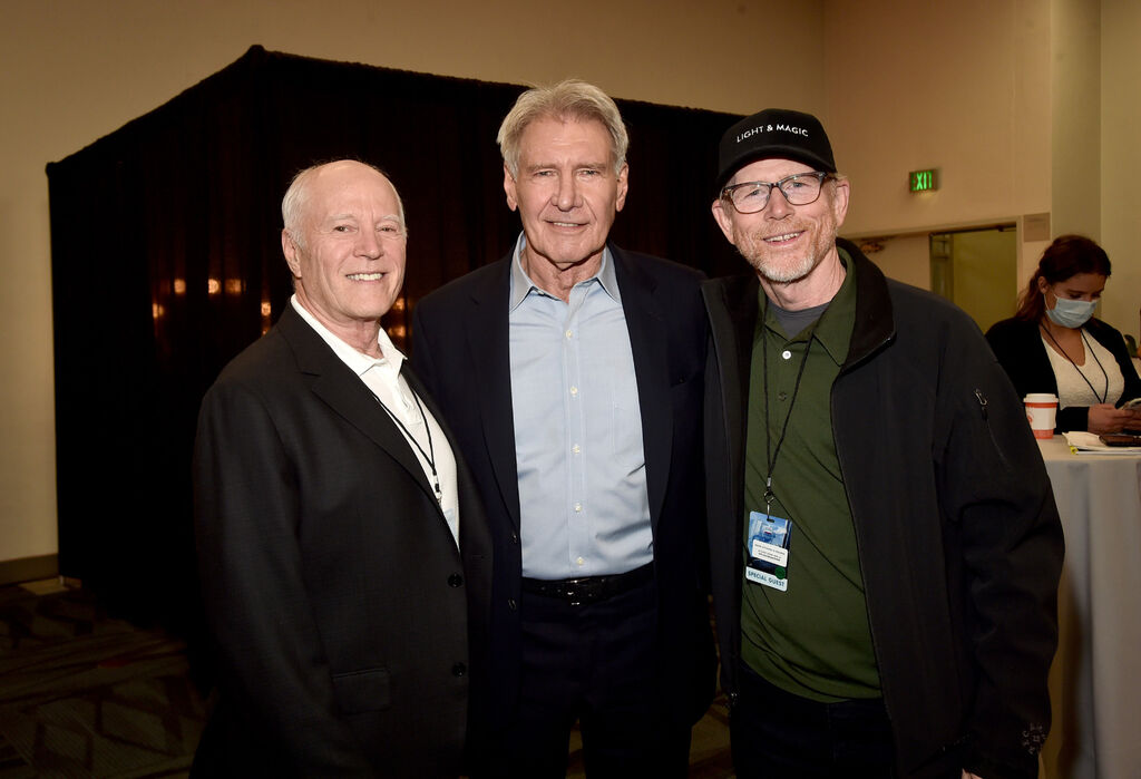 Frank Marshall, Harrison Ford y Ron Howard, en el evento de Indiana Jones en la Star Wars Celebration