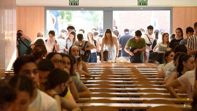 Alumnos durante las pruebas de acceso a la Universidad en la Facultad de Medicina de Córdoba.