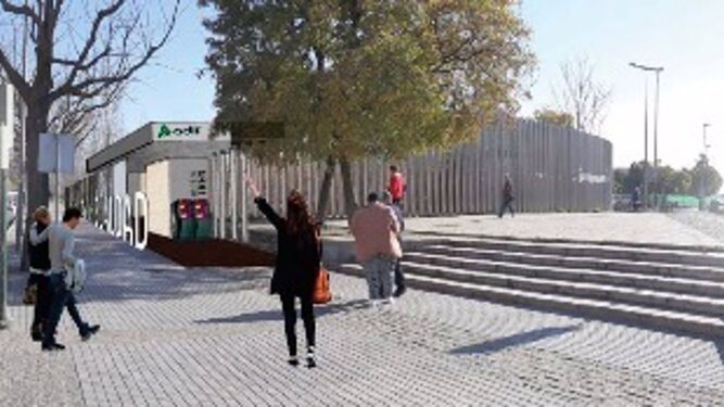 Recreación del acceso al apeadero del cercanías de Córdoba en la avenida de la Igualdad.