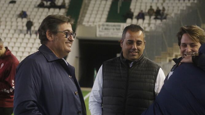 Javier González Calvo junto a Germán Crespo antes de un partido del Córdoba.