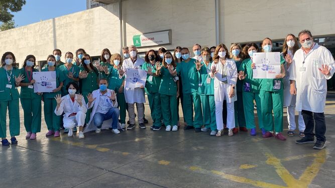 Profesionales sanitarios que trabajan en el protocolo del Hospital Reina Sofía de Córdoba.