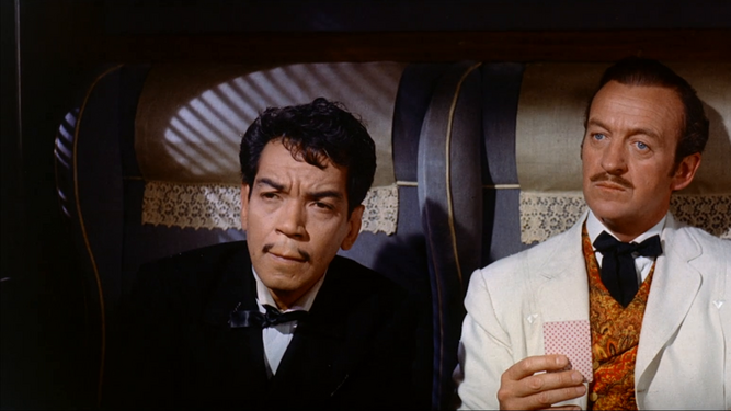 Phileas Fogg (David Niven) y Passepartout (Cantinflas) en 'La vuelta al mundo en 80 días'. 1956