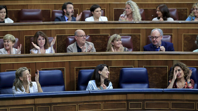 Bancada socialista durante una sesión plenaria en el Congreso