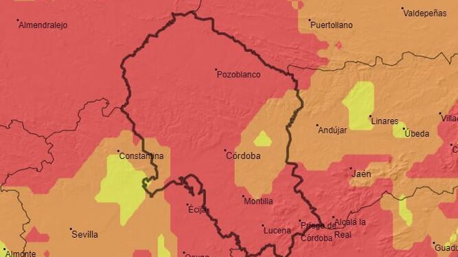 El mapa de la provincia, en color rojo.