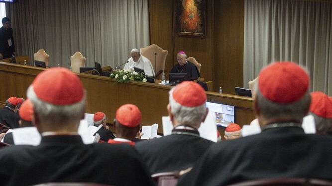 Francisco, durante su encuentro con los cardenales.