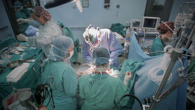 Profesionales realizando un trasplante pulmonar.