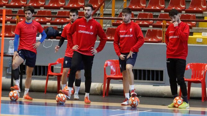 Los jugadores del Córdoba Futsal, en un entrenamiento en Vista Alegre.