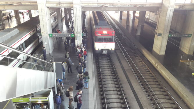 Un tren, a su llegada a la estación de Córdoba.