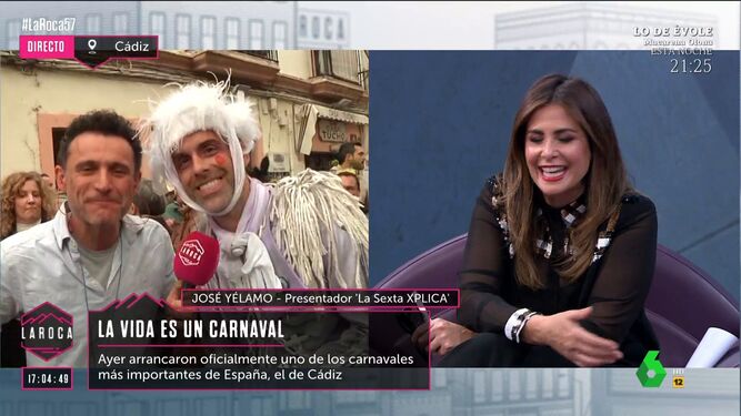 José Yélamo entrevistado en plena calle este domingo de Carnaval en 'La Roca'