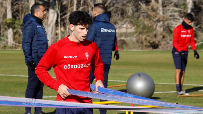 Marco Camus, en un entrenamiento del Córdoba CF.