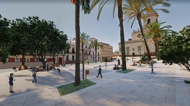 Recreación de la futura Plaza de San Pedro de Huelva.