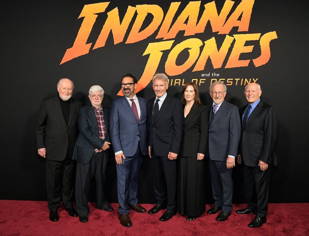 Indiana Jones y El Dial del Destino | John Williams, George Lucas, James Mangold, Harrison Ford, Kathleen Kennedy, Steven Spielberg y Frank Marshall, en el estreno en Los &Aacute;ngeles.