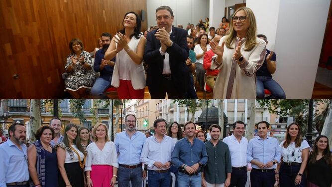 Inicio de campaña del PSOE (arriba) y del PP.