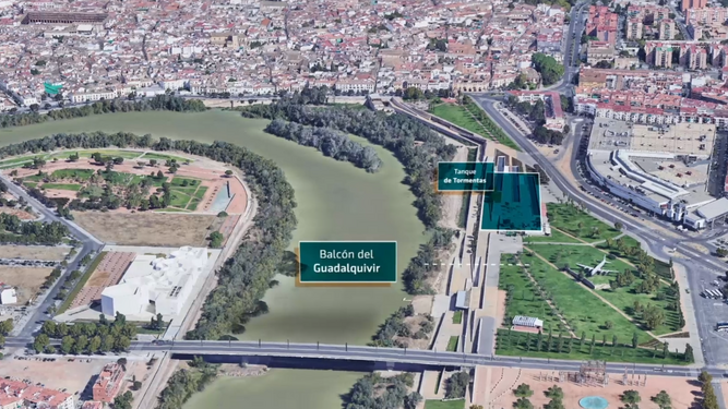 Plano de la ubicación del tanque de Tormentas de Córdoba.