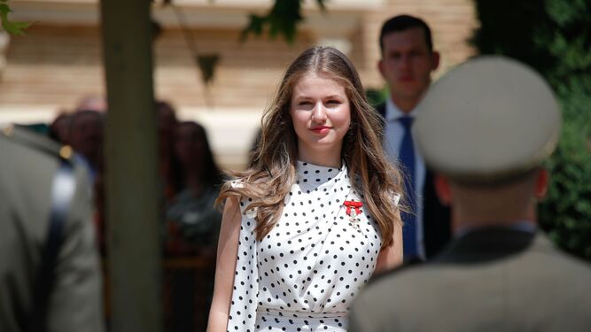 La princesa Leonor  durante la entrega de despachos a los nuevos oficiales del Ejército de Tierra en Zaragoza el pasado julio