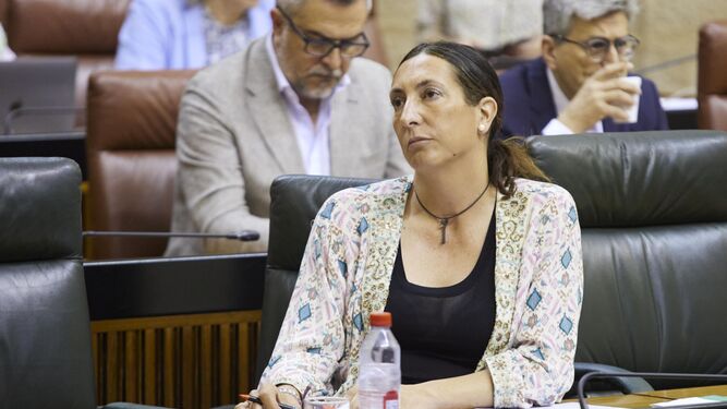 Loles López durante la celebración de un debate en el Parlamento andaluz.