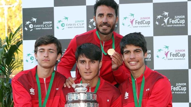 Alcaraz, en 2018, ganó la Copa Davis Junior con la selección española.
