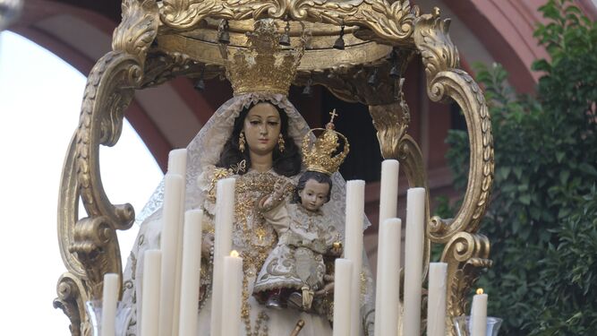 La Virgen del Socorro, durante la salida procesional del pasado año.