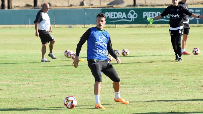 Iván Rodríguez durante un entrenamiento de la semana pasada.