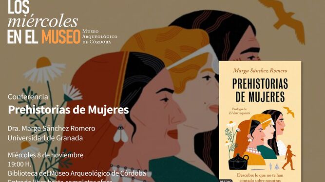 Cartel de la conferencia de Marga Sánchez en el Museo Arqueológico de Córdoba