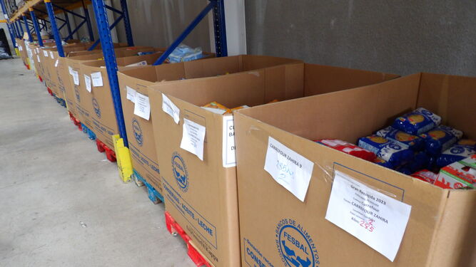 Cajas con alimentos donados en la Gran Recogida.