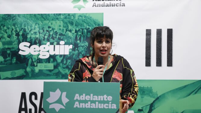 Teresa Rodríguez, el III Asamblea Nacional de Adelante Andalucía, en Sevilla.