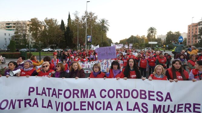 Encabezamiento de la manifestación del 25N del pasado año en Córdoba.