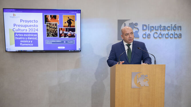 Gabriel Duque presenta el proyecto de presupuesto de Cultura de la Diputación de Córdoba para 2024.