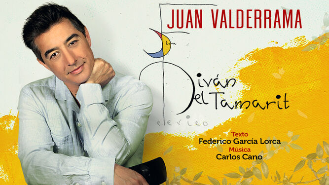 Juan Valderrama, con el cartel de 'Diván del Tamarit'.