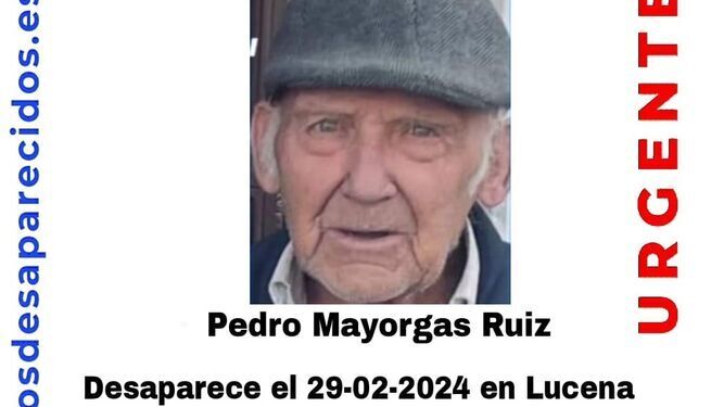 Cartel de búsqueda del hombre desaparecido en Lucena.