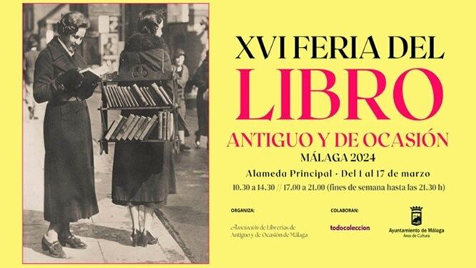 Cartel feria del libro antiguo de Málaga