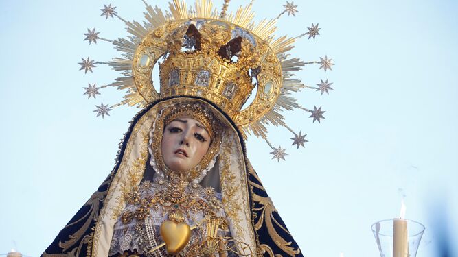 La Virgen de los Dolores, durante la salida procesional de 2023.
